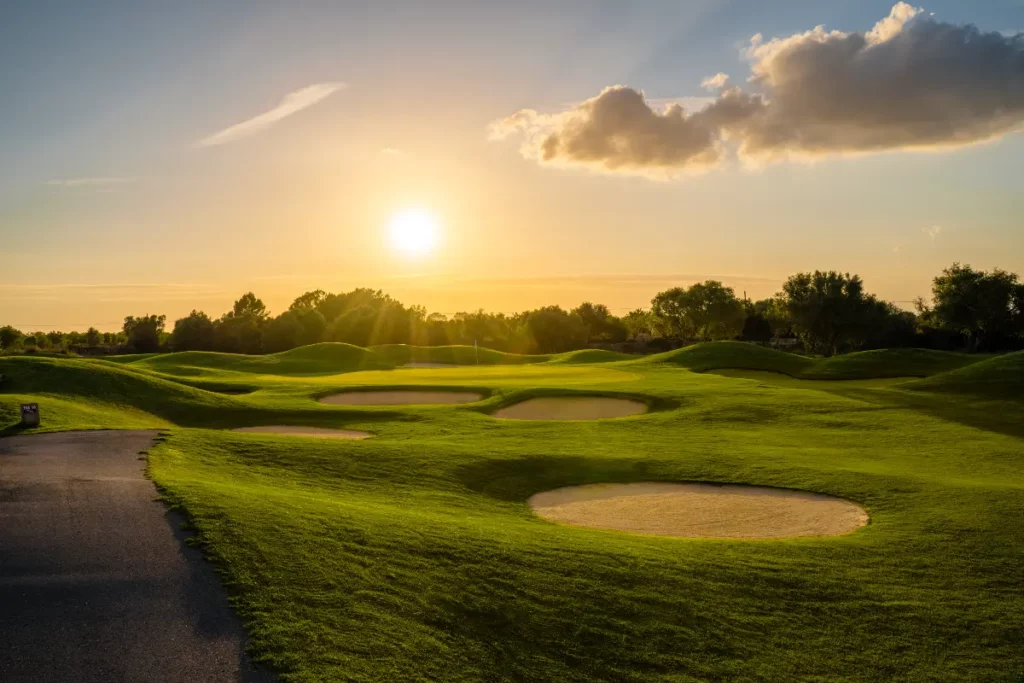 Son Antem West Golf Course View of Hole 15 fairway bunkers in Mallorca