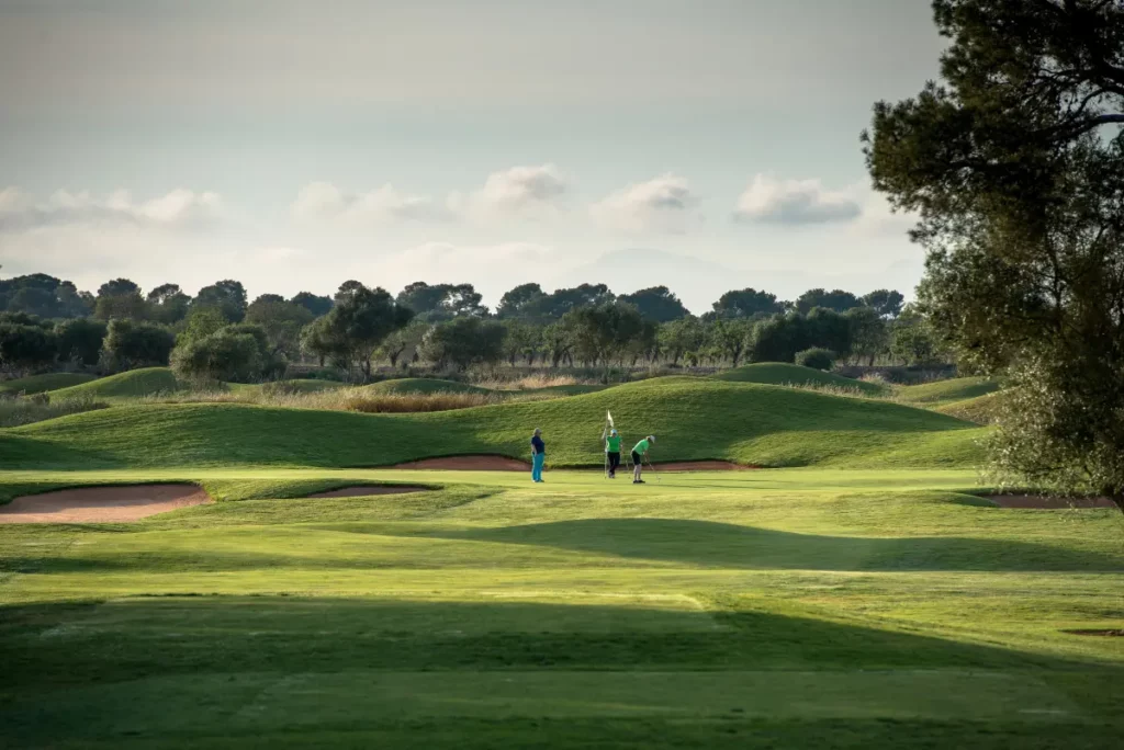 Son Antem West Golf Course View of Hole 17 Fairway with Golfers on the Green in Mallorca
