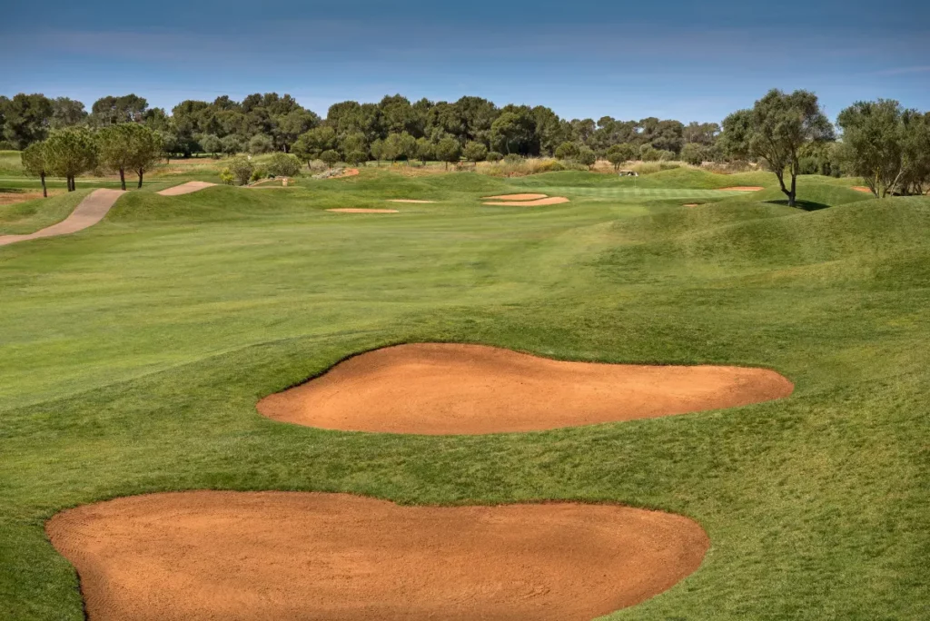 Son Antem West Golf Course View of Hole 15 bunkers and green in Mallorca