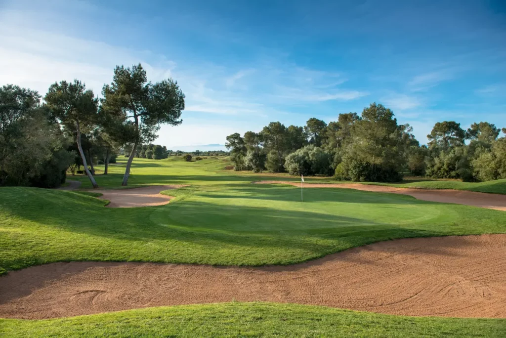 Son Antem West Golf Course View of Hole 11 bunkers and green in Mallorca